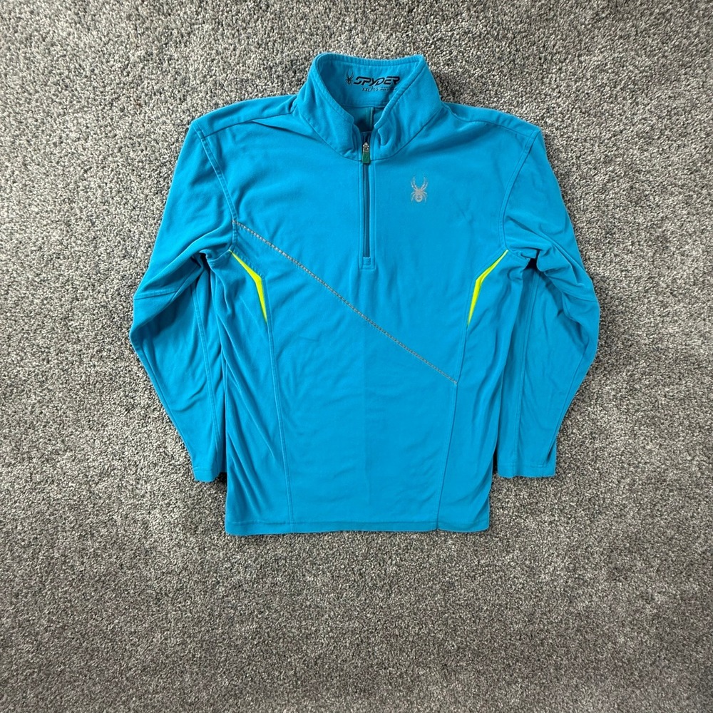 Spyder Womens XXL Blue Quarter Zip Fleece Pullover Reflective Trim Activewear